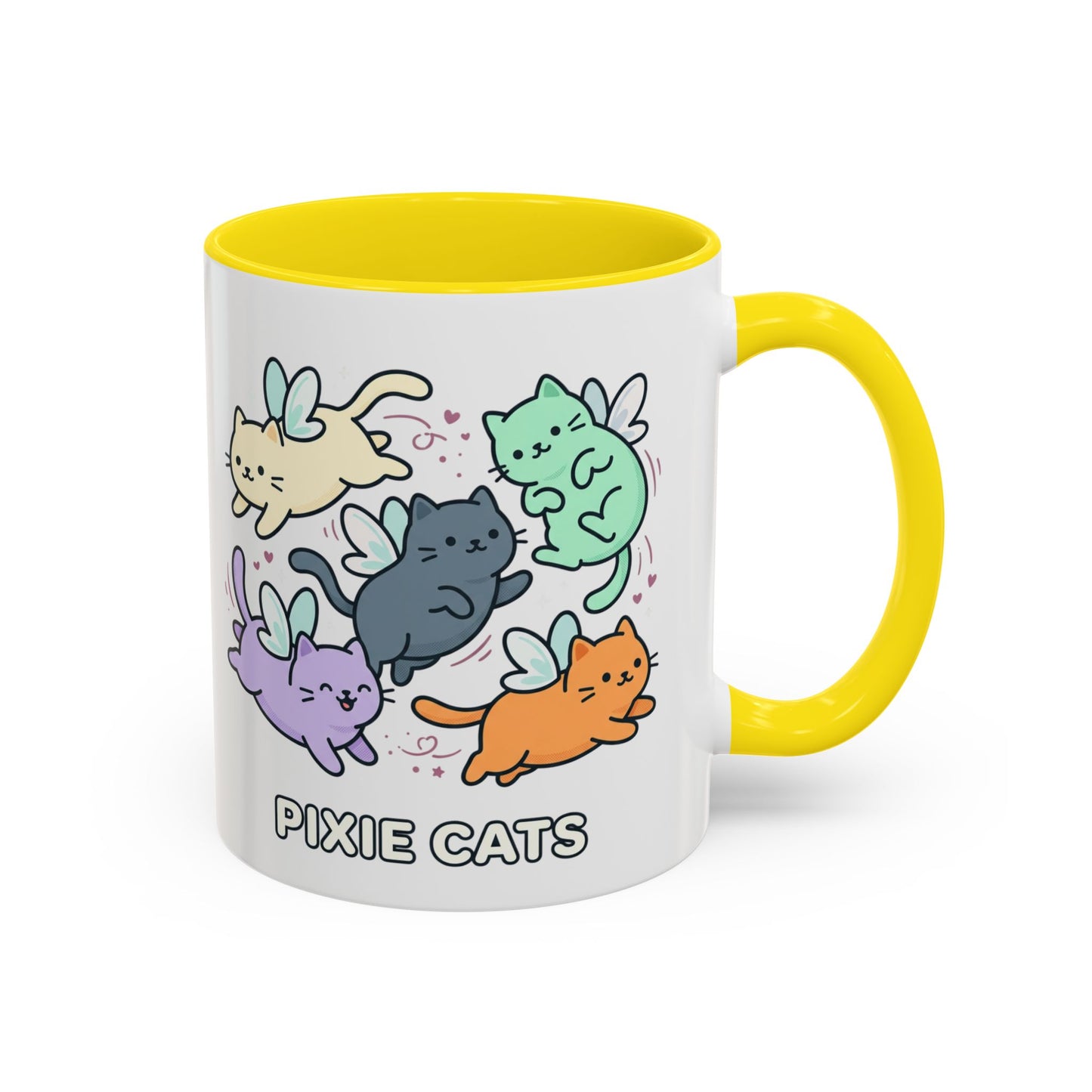 Pixie Cats Accent Coffee Mug — Cute Flying Kitten Illustration (11/15 oz)