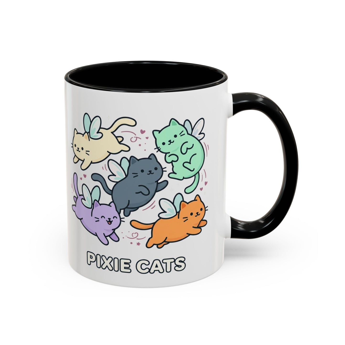 Pixie Cats Accent Coffee Mug — Cute Flying Kitten Illustration (11/15 oz)