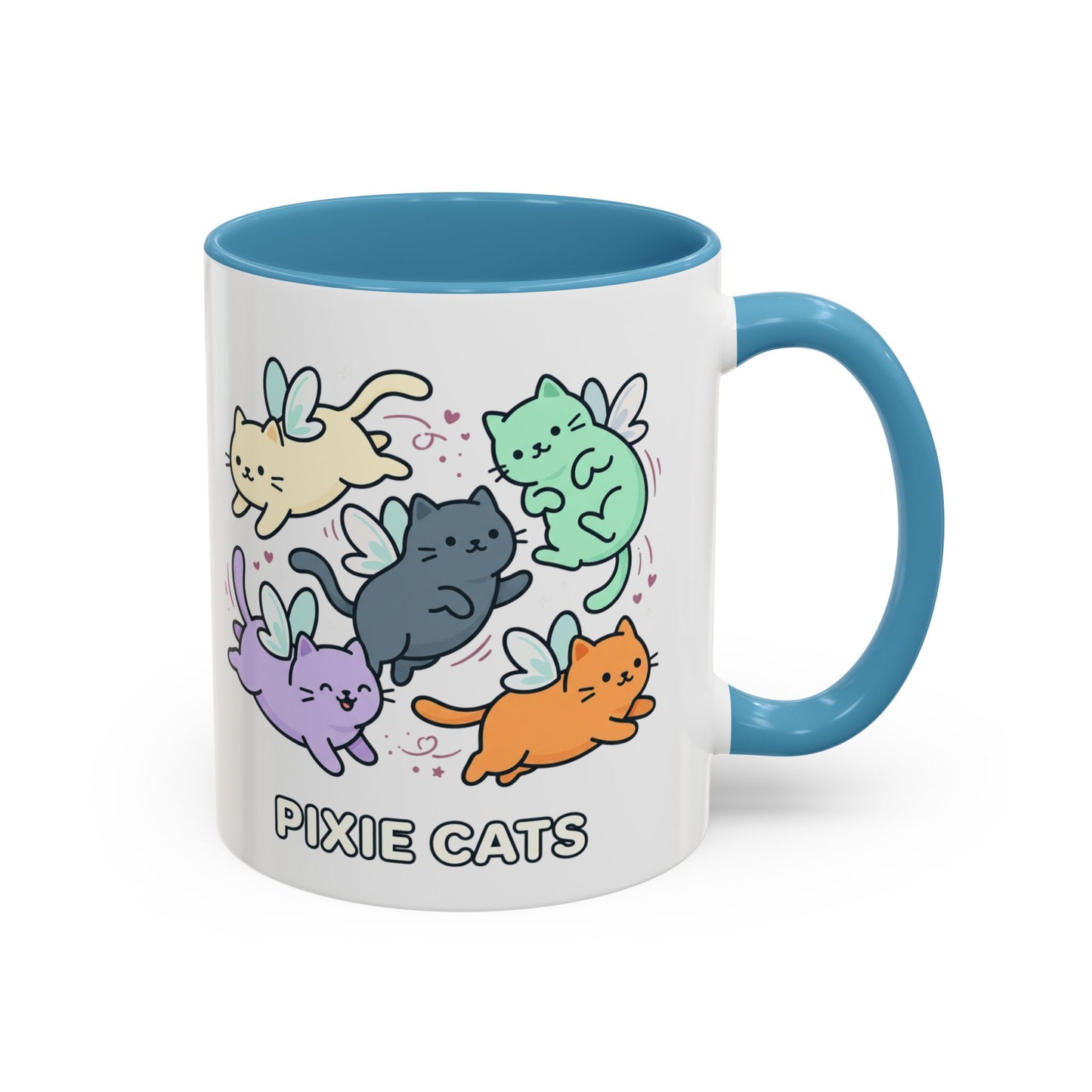 Pixie Cats Accent Coffee Mug — Cute Flying Kitten Illustration (11/15 oz)