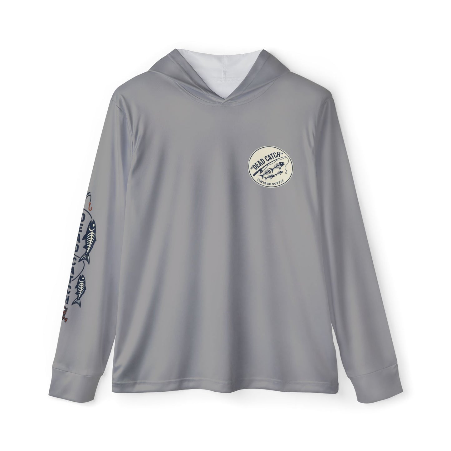 Fishing Rod Skeleton Fish Hoodie – Men's Lightweight Sports Warmup Pullover