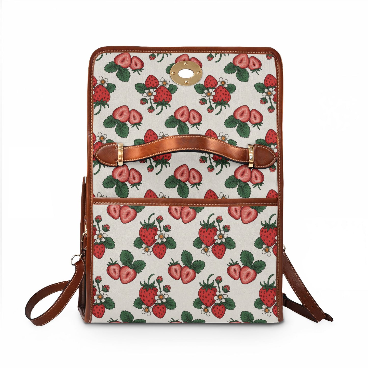 Strawberry Floral Canvas Bag — Waterproof Canvas Handbag