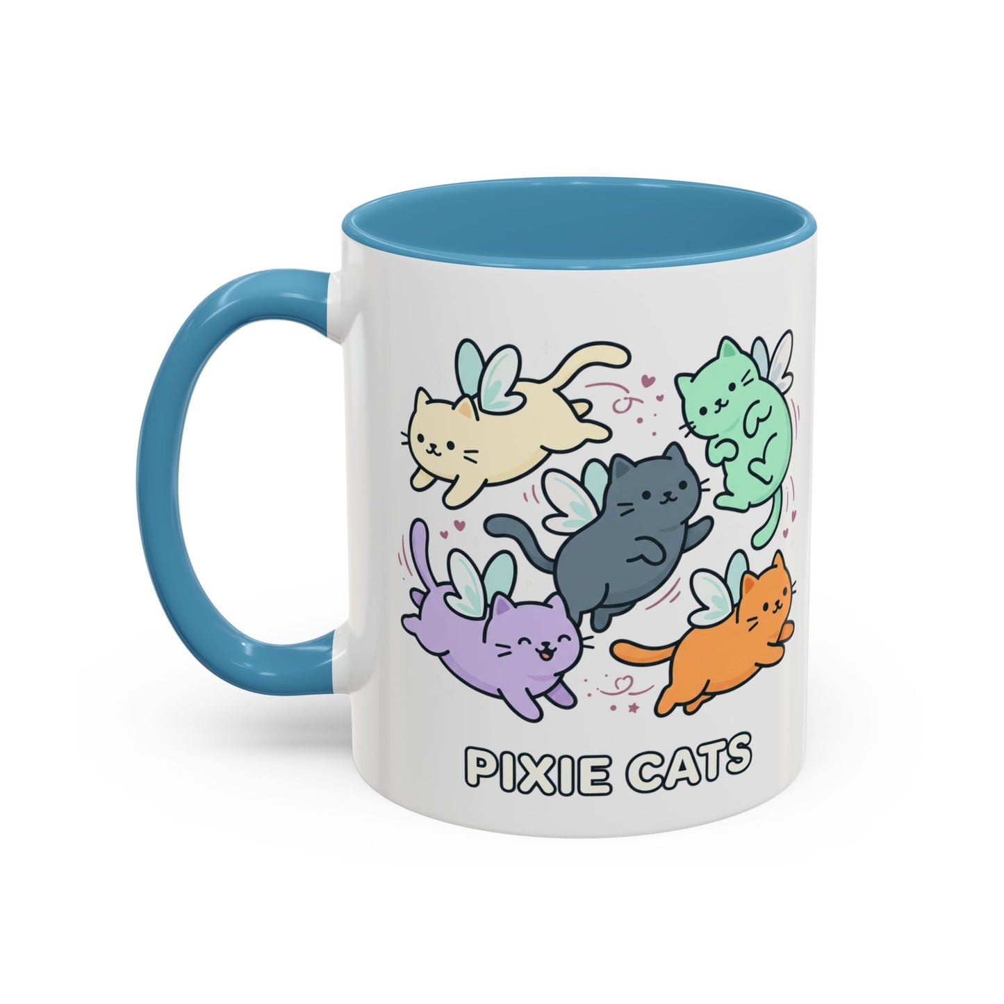 Pixie Cats Accent Coffee Mug — Cute Flying Kitten Illustration (11/15 oz)